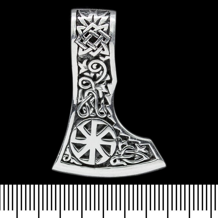 Кулон Топор Перуна с Коловоротом и Звездой Сварога (серебро, 925 проба) (sp-129)