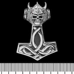 (sp-130) Кулон Молот Тора з черепом вікінга (срібло, 925 проба)