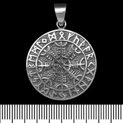 Кулон Aegishjalmur (шлем ужаса) в руническом круге (серебро, 925 проба) (sp-166)
