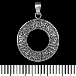 Кулон Футарк, рунический круг (серебро, 925 проба) (sp-167)