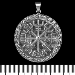 Кулон Vegvisir (Вегвизир, рунический компас) в плетеном круге (серебро, 925 проба) (sp-168)