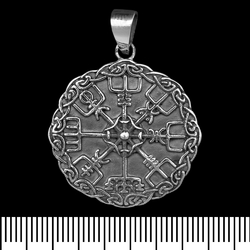 Кулон Vegvisir (рунический компас) в плетеном круге, фигурный (серебро, 925 проба) (sp-171)
