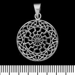 Кулон Черное Солнце в скандинавском узоре (серебро, 925 проба) (sp-202)