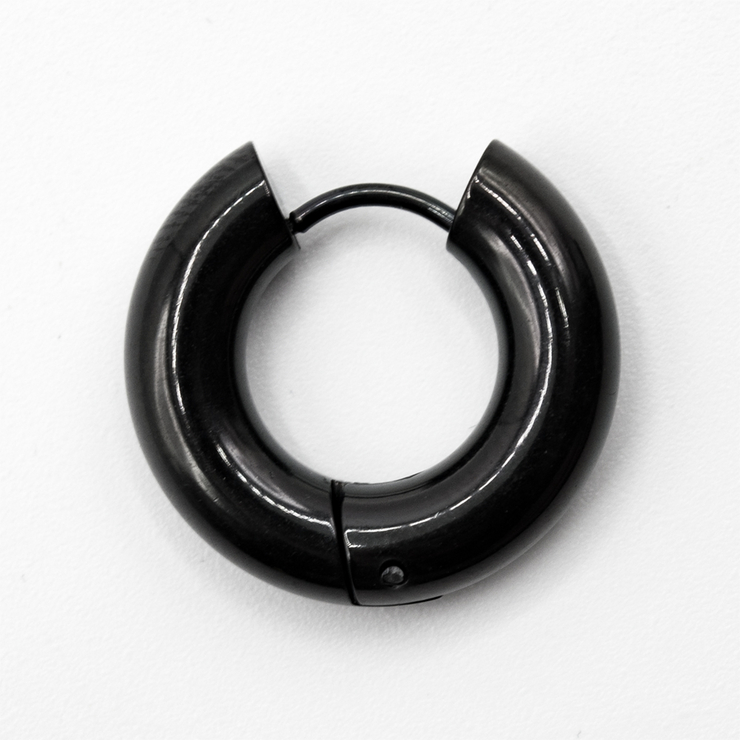 Серьга-кольцо (ea-111) хард-обманка утолщенная (титан, черный, диаметр 10/20мм)