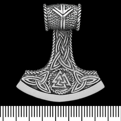 Кулон Топор Перуна с Валкнутом и руной Algiz (серебро, 925 проба) (sp-215) Кулон Топор Перуна с Валкнутом и руной Algiz (серебро, 925 проба) (sp-215)