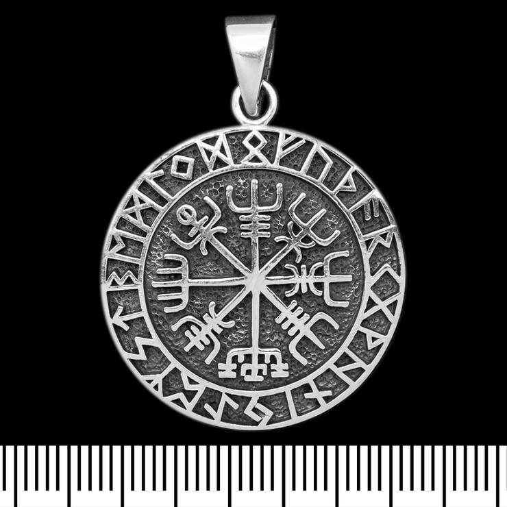 Кулон Vegvisir (рунический компас) с футарком (серебро, 925 проба) (sp-216) Кулон Vegvisir (рунический компас) с футарком (серебро, 925 проба) (sp-216)