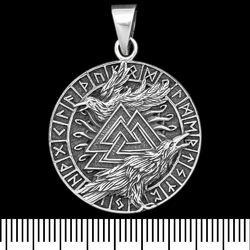 Кулон Валкнут с воронами Один в футарку (серебро, 925 проба) (sp-217) Кулон Валкнут с воронами Один в футарку (серебро, 925 проба) (sp-217)