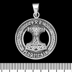 Кулон Венок с Молотом Тора и рунами (серебро, 925 проба) (sp-218) Кулон Венок с Молотом Тора и рунами (серебро, 925 проба) (sp-218)