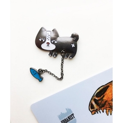 Металевий пін (upn-044) Cat with fish