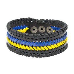 Кожаный Браслет кожаный желто-голубой (ptsbua-011)