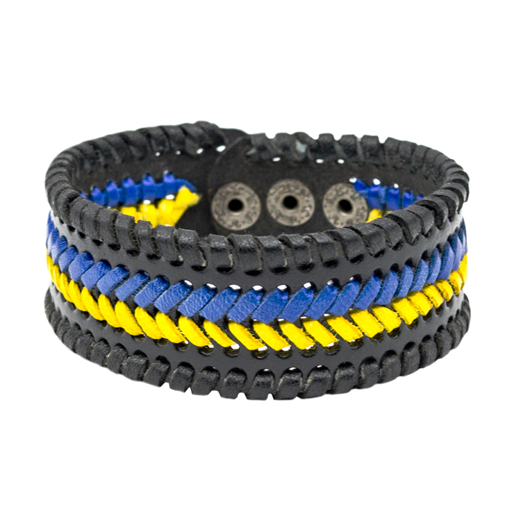 Браслет кожаный желто-голубой (ptsbua-011) Браслет кожаный желто-голубой (ptsbua-011)