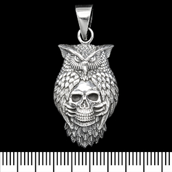 Кулон Сова с черепом (серебро, 925 проба) (sp-229)
