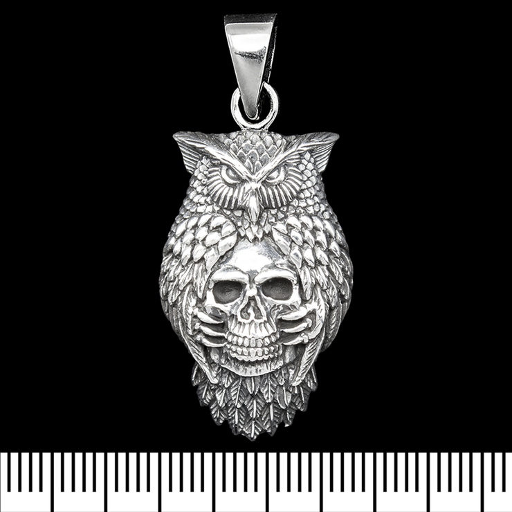 Кулон Сова з черепом (срібло, 925 проба) (sp-229)
