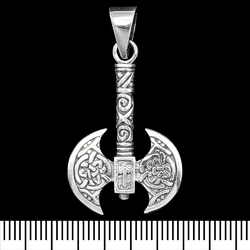 Кулон Лабрис с руной и скандинавским узором (серебро, 925 проба) (sp-231)