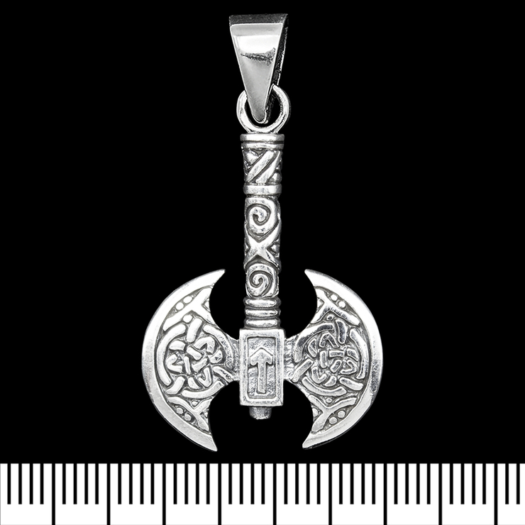 Кулон Лабрис с руной и скандинавским узором (серебро, 925 проба) (sp-231) Кулон Лабрис с руной и скандинавским узором (серебро, 925 проба) (sp-231)