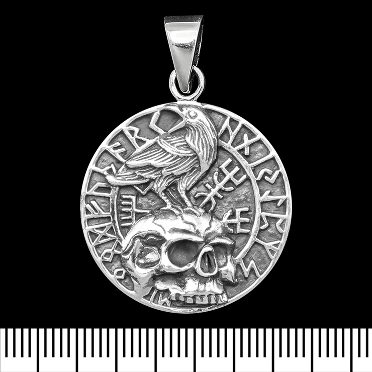 Кулон Ворон на черепе (вегвизир) (серебро, 925 проба) (sp-234) Кулон Ворон на черепе (вегвизир) (серебро, 925 проба) (sp-234)