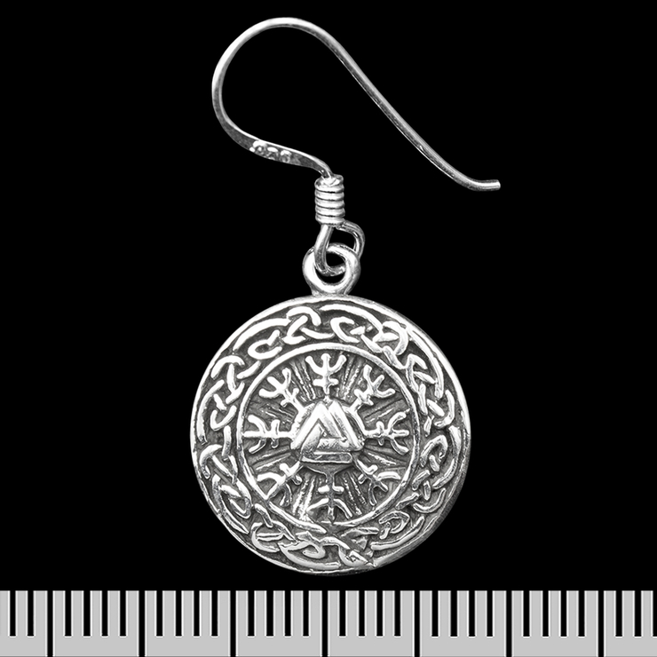 Серьга-крючок Aegishjalmur - шлем ужаса (серебро, 925 проба) (ehs-031)