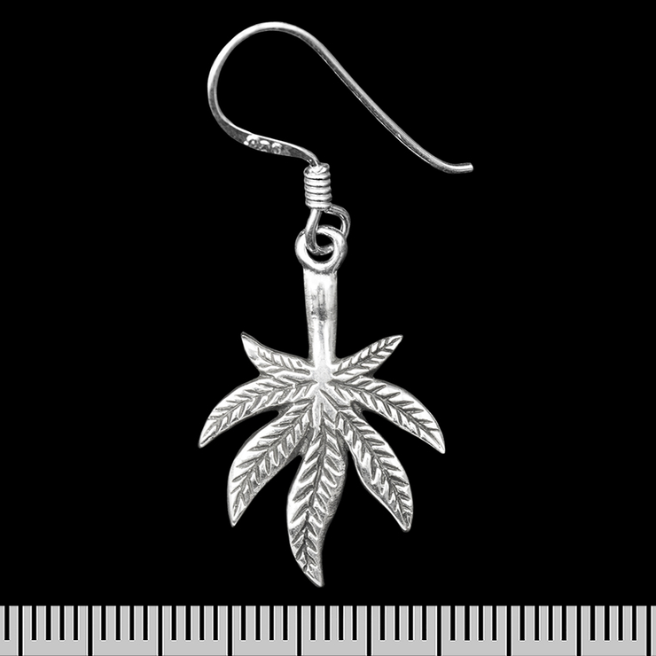Серьга-крючок Cannabis leaf down (серебро, 925 проба) (ehs-032)