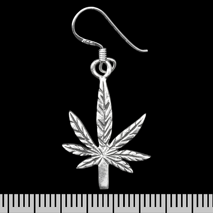 Серьга-крючок Cannabis leaf up (серебро, 925 проба) (ehs-035)