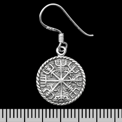 (ehs-036) Сережка-гачок Рунічний компас (срібло, 925 проба) (ehs-036) Сережка-гачок Рунічний компас (срібло, 925 проба)