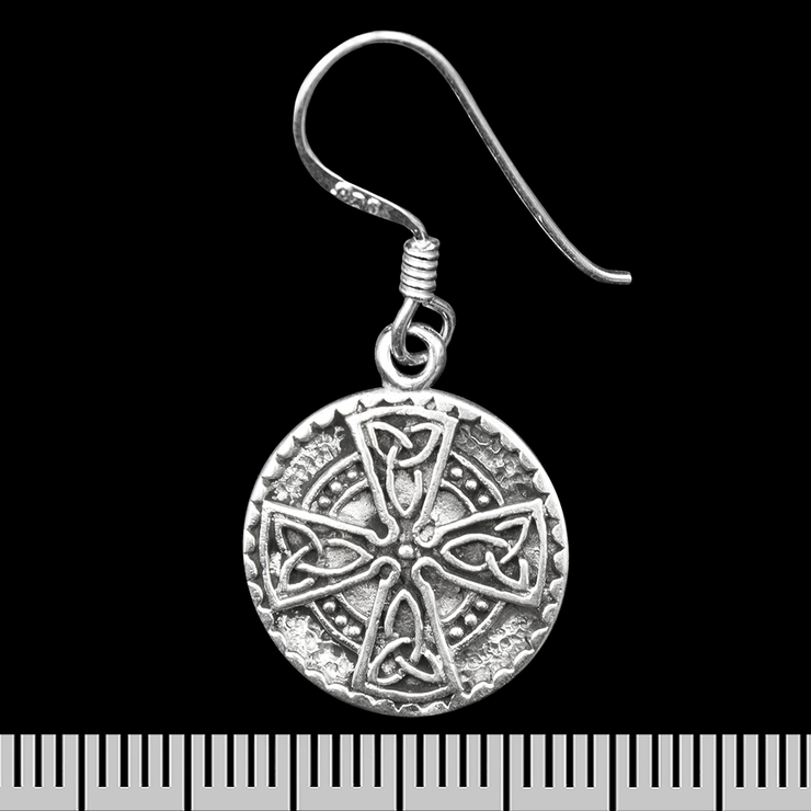 Серьга-крючок Кельтский крест в круге (серебро, 925 проба) (ehs-037)