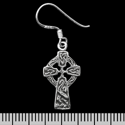 (ehs-039) Сережка-гачок Кельтський хрест з візерунками (срібло, 925 проба)