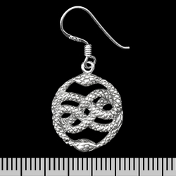 (ehs-042) Сережка-гачок Уроборос (срібло, 925 проба)