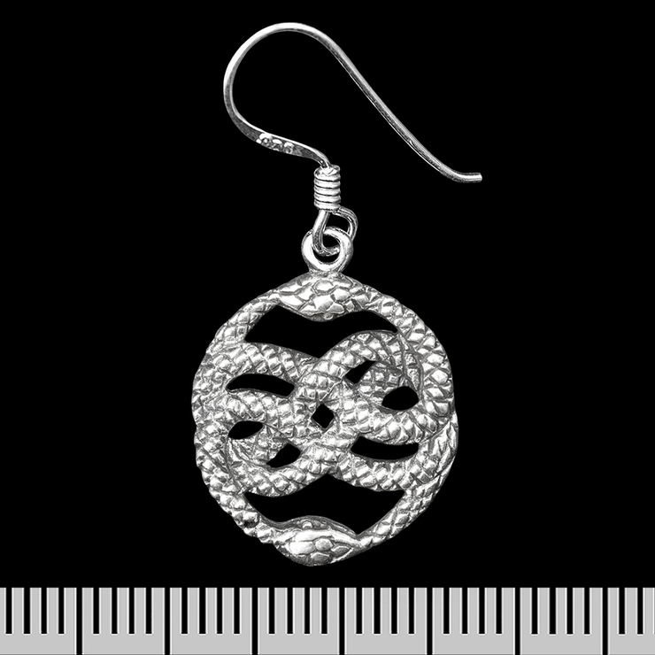 Сережка-гачок Уроборос (срібло, 925 проба) (ehs-042)