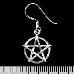 Серьга-крючок Пентаграмма (серебро, 925 проба) (ehs-043)