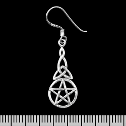 (ehs-048) Сережка-гачок Пентаграма із плетінням (срібло, 925 проба)
