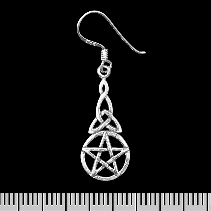 Сережка-гачок Пентаграма із плетінням (срібло, 925 проба) (ehs-048)