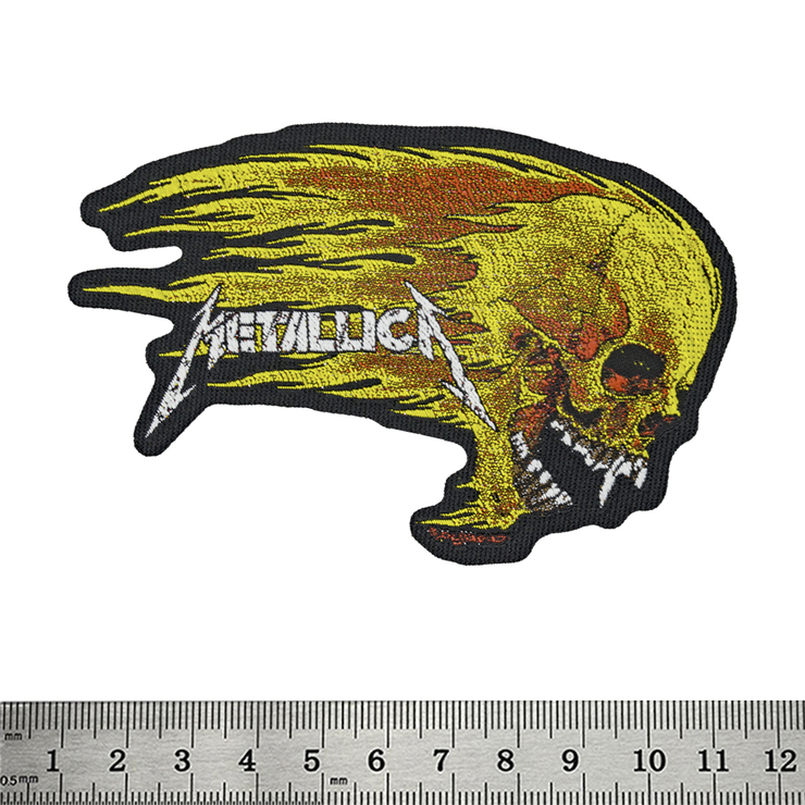 Нашивка тканая METALLICA - FLAMING SKULL CUT OUT (ofp-161)
