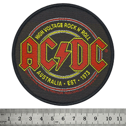 Нашивка тканая AC/DC - HIGH VOLTAGE ROCK N ROLL (ofp-174)