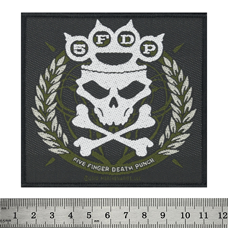 Нашивка тканая FIVE FINGER DEATH PUNCH - KNUCKLES CROWN (ofp-185) Нашивка тканая FIVE FINGER DEATH PUNCH - KNUCKLES CROWN (ofp-185)