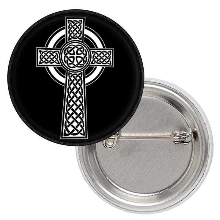 Значок Кельтский крест белого цвета на чёрном фоне Значок Кельтский крест белого цвета на чёрном фоне