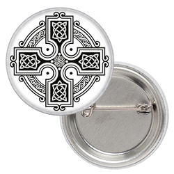 Значок Кельтский крест с узорами чёрного цвета на белом фоне