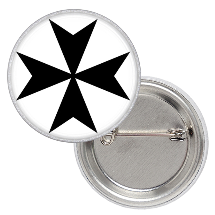 Значок Мальтийский крест чёрного цвета на белом фоне Значок Мальтийский крест чёрного цвета на белом фоне