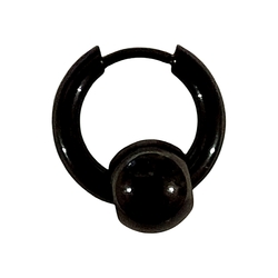 Серьга-кольцо хард обманка с шариком (титан, черный, 15 мм) ea-154