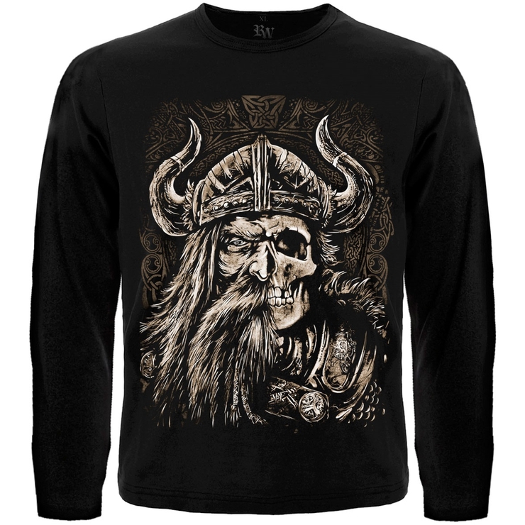 Футболка з довгим рукавом Viking (наполовину обличчя, наполовину череп)