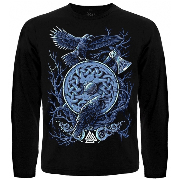 Футболка з довгим рукавом Валкнут (Ворони Одіна) Футболка з довгим рукавом Валкнут (Ворони Одіна)