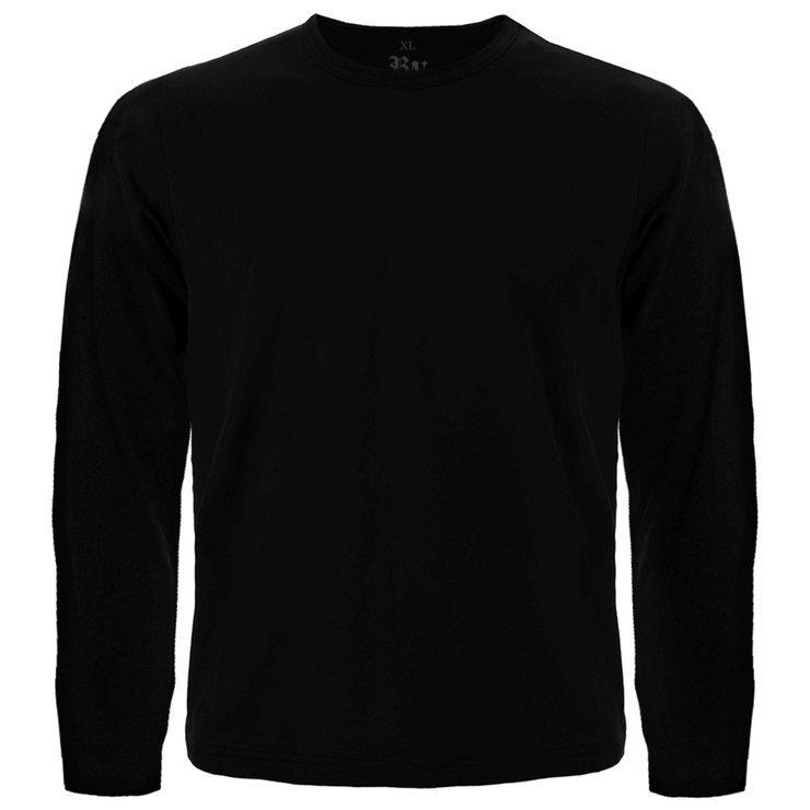 Футболка с длинным рукавом черная без рисунка Футболка с длинным рукавом черная без рисунка