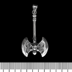 Кулон Лабрис с черепом и костями (серебро, 925 проба)