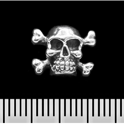 Серьга-гвоздик Пиратский череп (серебро, 925 проба) (st-001)