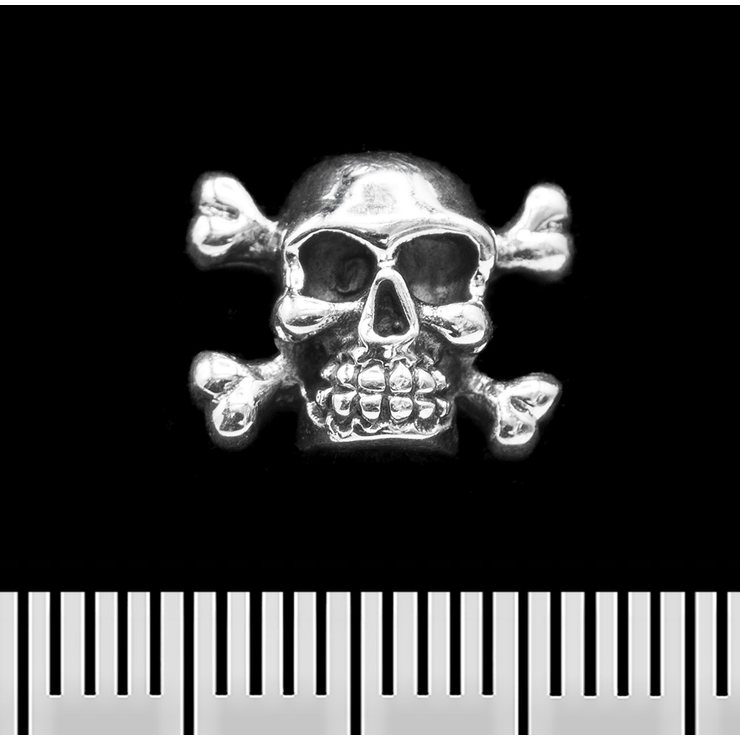 Серьга-гвоздик Пиратский череп (серебро, 925 проба) (st-001)