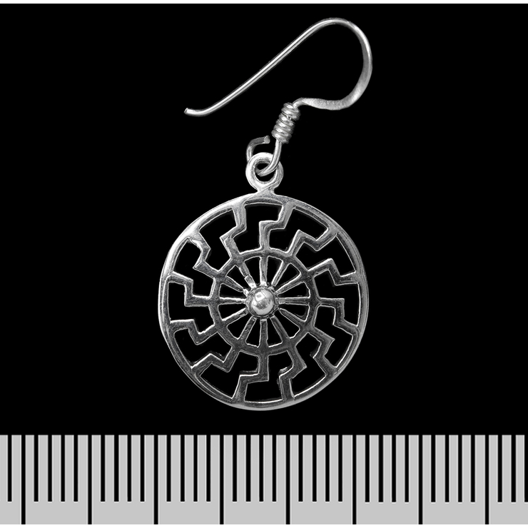 Сережка-гачок Чорне Сонце (срібло, 925 проба)