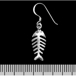 Серьга-крючок Скелет рыбы (серебро, 925 проба)