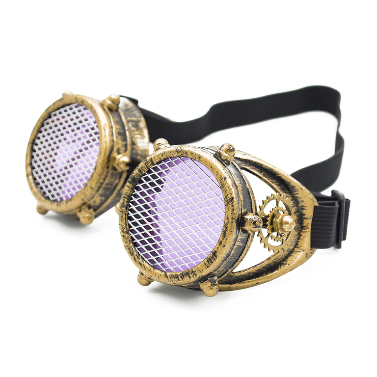 Очки Стимпанк цвет состаренная бронза с шестеренками и защитной сеткой (SPG-004)