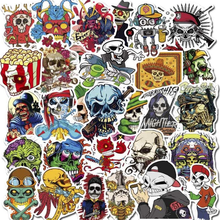 Набір стікерів Skulls Urban (color) (stk-023) (50 шт.)