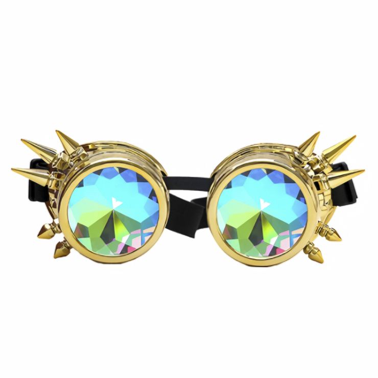 Окуляри Стимпанк колір бензин з шипами і ефектом калейдоскоп (SPG-008)