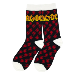 Шкарпетки довгі AC/DC помаранчеве лого, червона блискавка (чорні) р.36-45 (th)